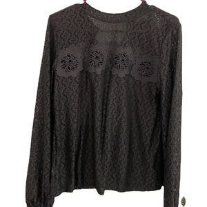 Ann Taylor Loft size S gray eye hole embroidered blouse